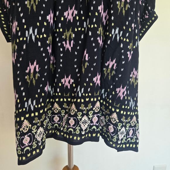 ba&sh Naia Dress Boho Printed Ikat Black Relaxed Mini Flowy Women Medium - Picture 7 of 14